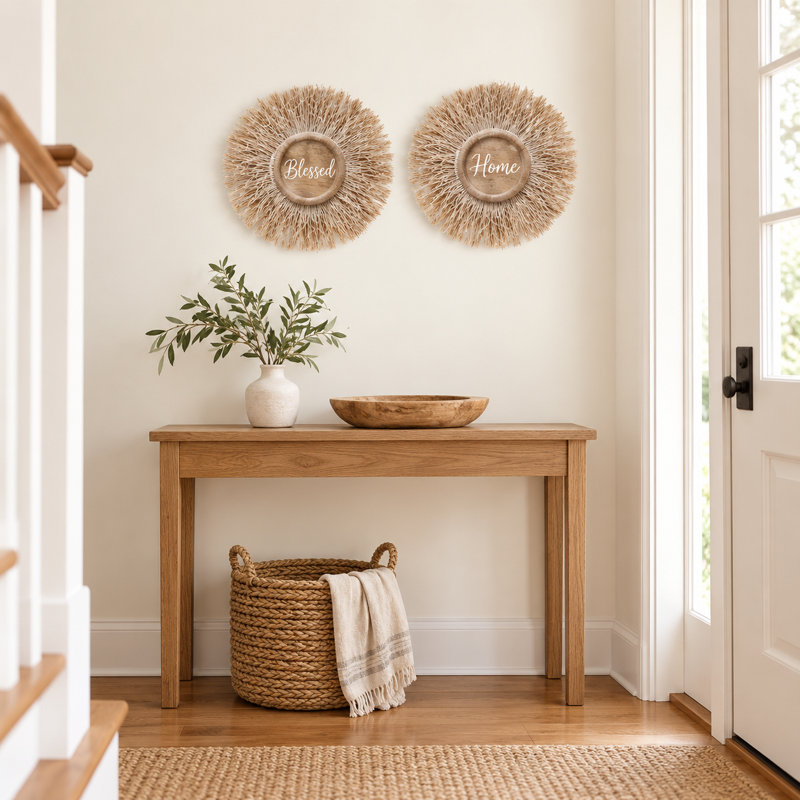 18.5" Rustic Round Wooden Wall Art Decorfor Living Room or Bedroom- Set of 2