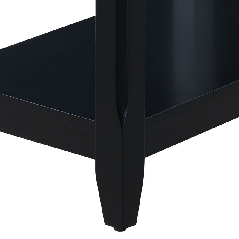 Symmons 1-Drawer Side Table with Bottom Shelf, Black