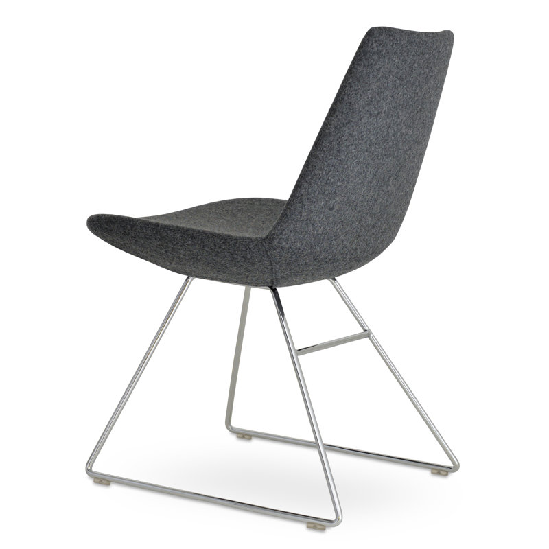 Chaise d'appoint en fil Eiffel en laine, Gris foncé, Chrome