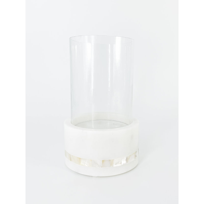 Mother Of Pearl Marble Hurricane Candle Holder