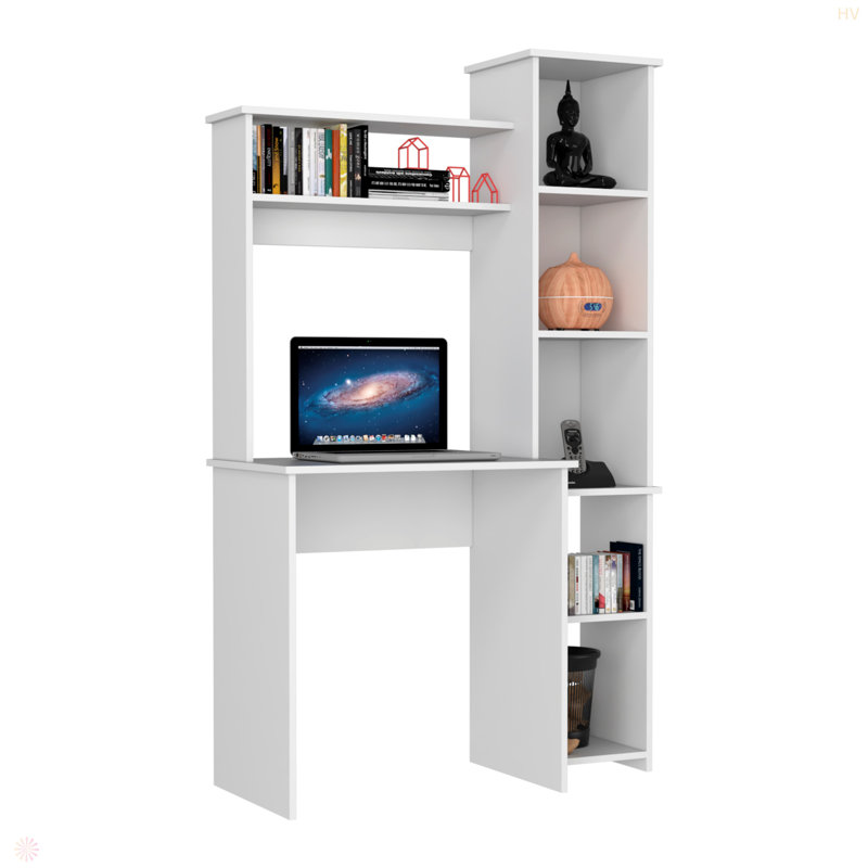 Bureau Logan, cinq casiers, Blanc