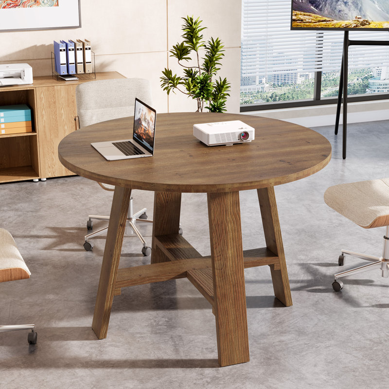 Table de conférence ronde en bois massif