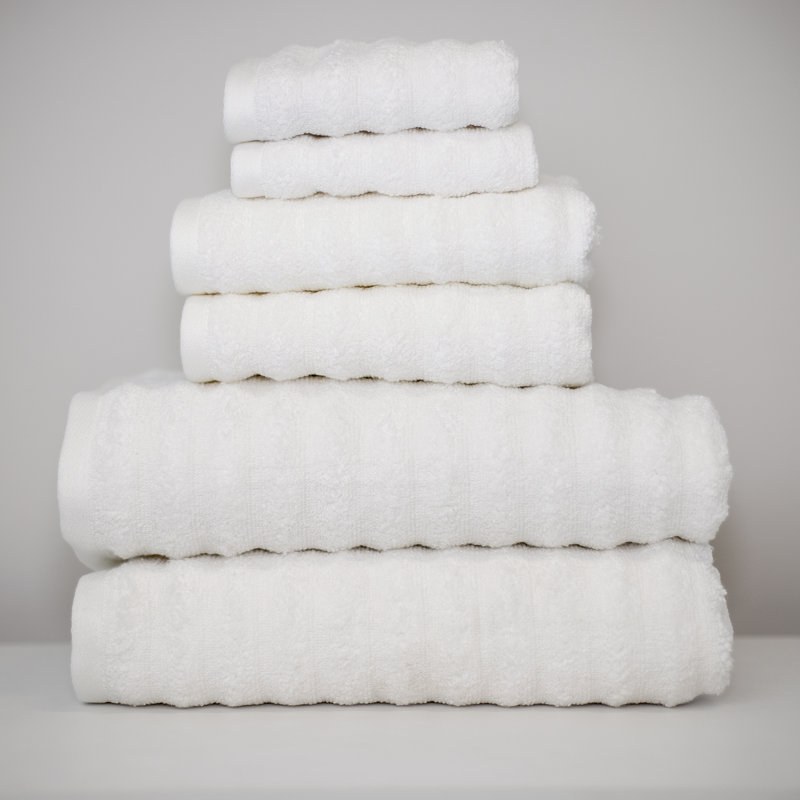 Modern Threads Spa Collection 6-Piece Ultra Soft Quick-Dry 550GSM 100% Combed Cotton Wavy Towel Set, White