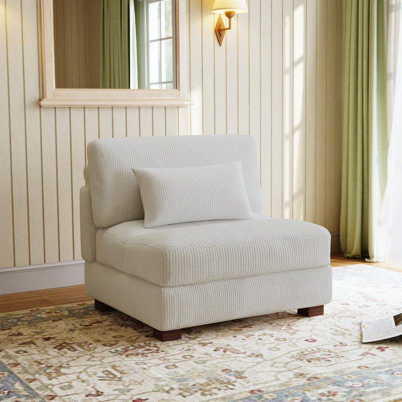 Maelina 96.5Cm Wide Armless, Beige Corduroy