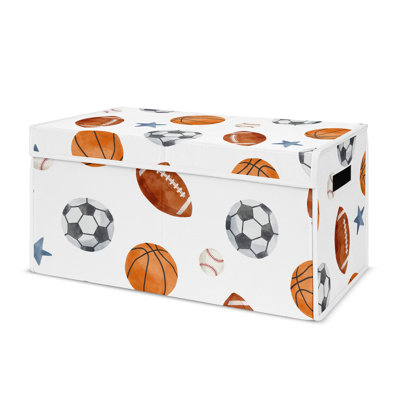 Watercolor Sports Theme Brushed Microfiber Fabric Storage Toy Box by Sweet Jojo Designs