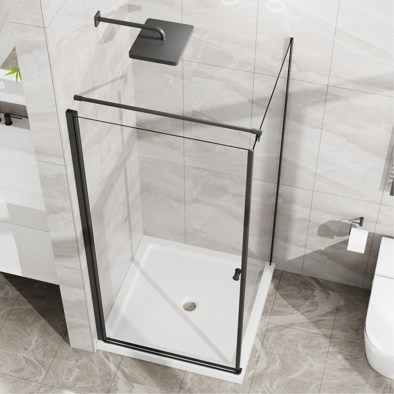 Goodyo Shower Enclosure Frameless 36 in.D x 36 in. W x 72 in. H, Corner Shower Door with 1/4 in. Clear Tempered Glass, Pivot Opening, Black Finish