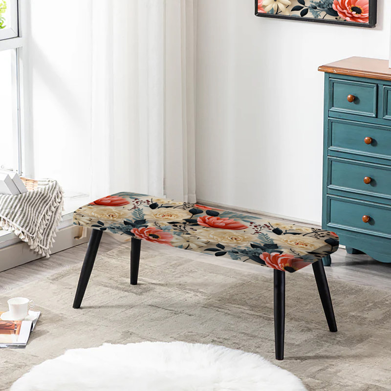 Boho Floral Eclecticism - Banc rembourré floral noir