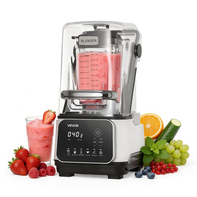 Mélangeur professionnel de 2 litres (68 oz) avec couvercle, 1400 W, 26 000 tr/min, 6 programmes prédéfinis pour smoothies, autonettoyant, vitesse réglable, fonction glace pilée et purée, blanc.
