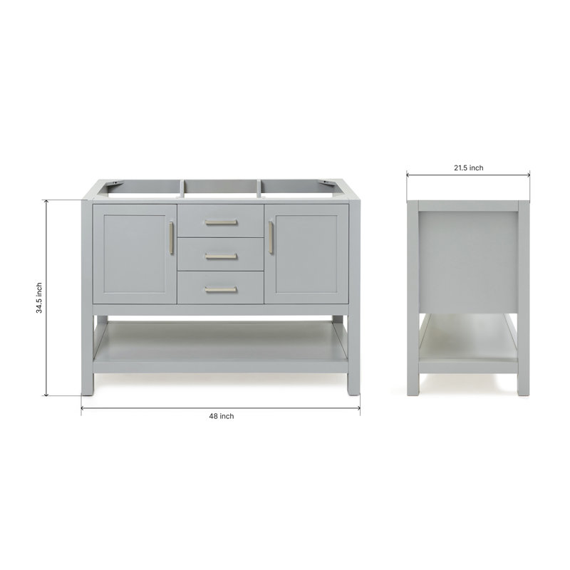 Bayhill 48'' W Single Bathroom Vanity Base, Gray