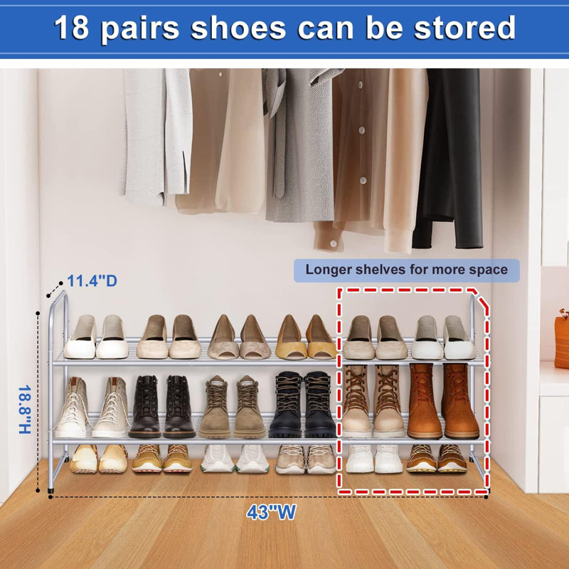 12 Pair Stackable Shoe Rack, Gray