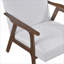 Fauteuil d'appoint contemporain en tissu gris ardoise pour adultes, siège en bois d'hévéa massif brun noyer