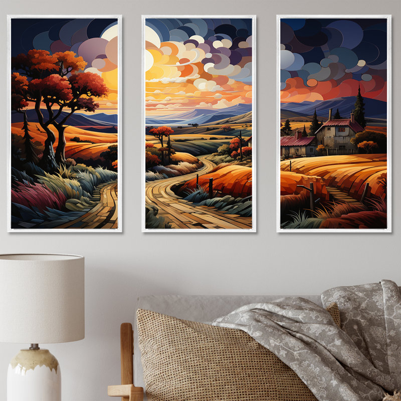 Ensemble d'art sur toile Cubic, H 40 po x l 60 po x P 1 po, Cadre flottant blanc