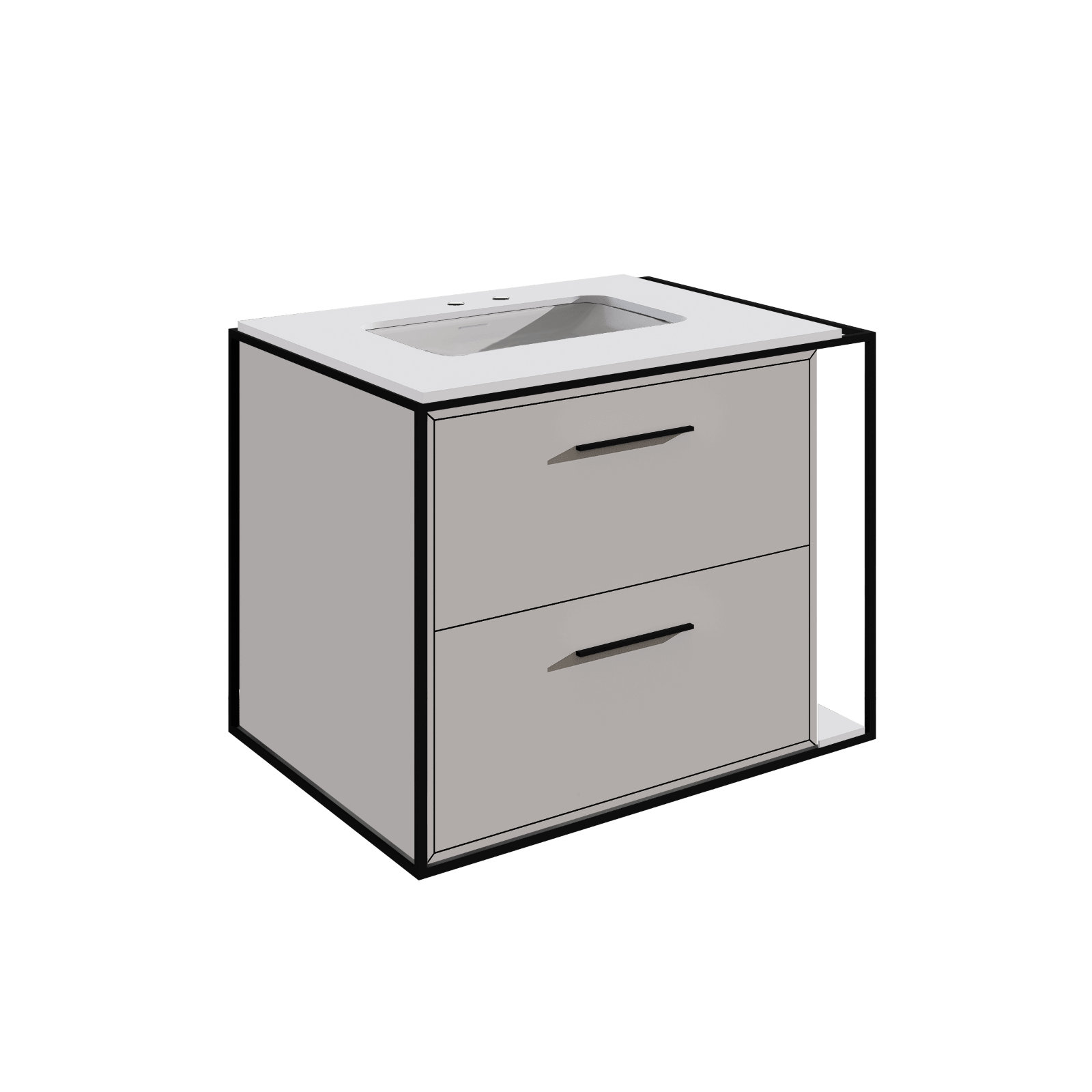 Linea 24" Vanity Base, Double, Cloud, Matte Black