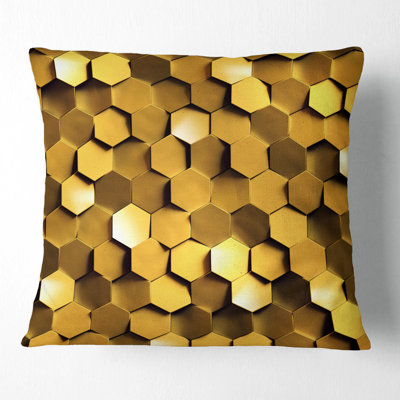 Golden Honeycomb Wall Texture - Abstract Printed Pillow