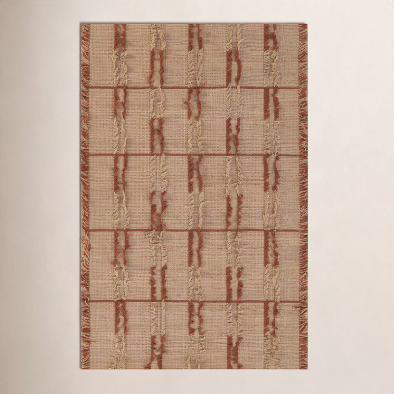 Celia Striped Handmade Handwoven Wool Brown Area Rug, Rectangle 3'6" x 5'6"