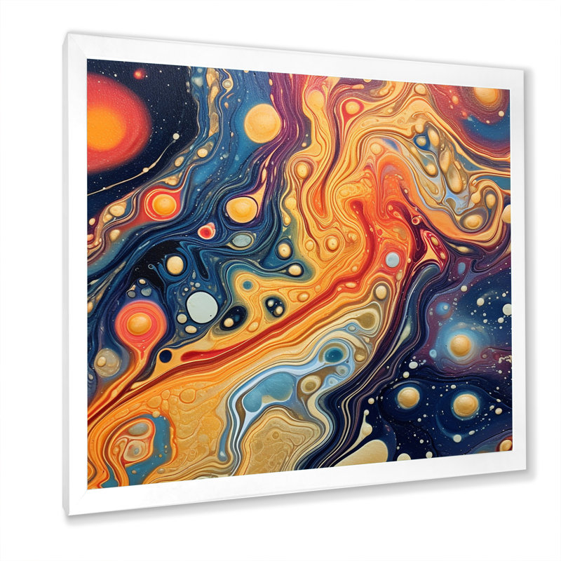 Orange galactique bleu II, H 36 po x l 36 po x P 1,5 po, Cadre photo blanc
