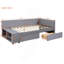 Lit plateforme simple tapissier en forme de L avec rangement et tiroirs-713585113