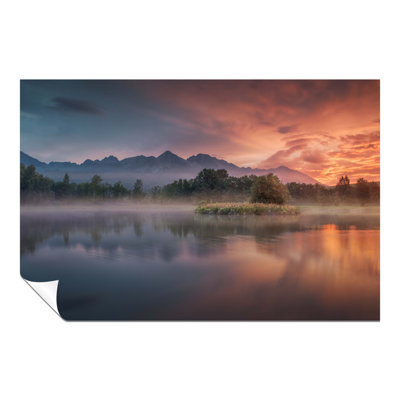 Morning Daybreak Orange Sunlight by the Lake Panorama 1 Piece Wall Art