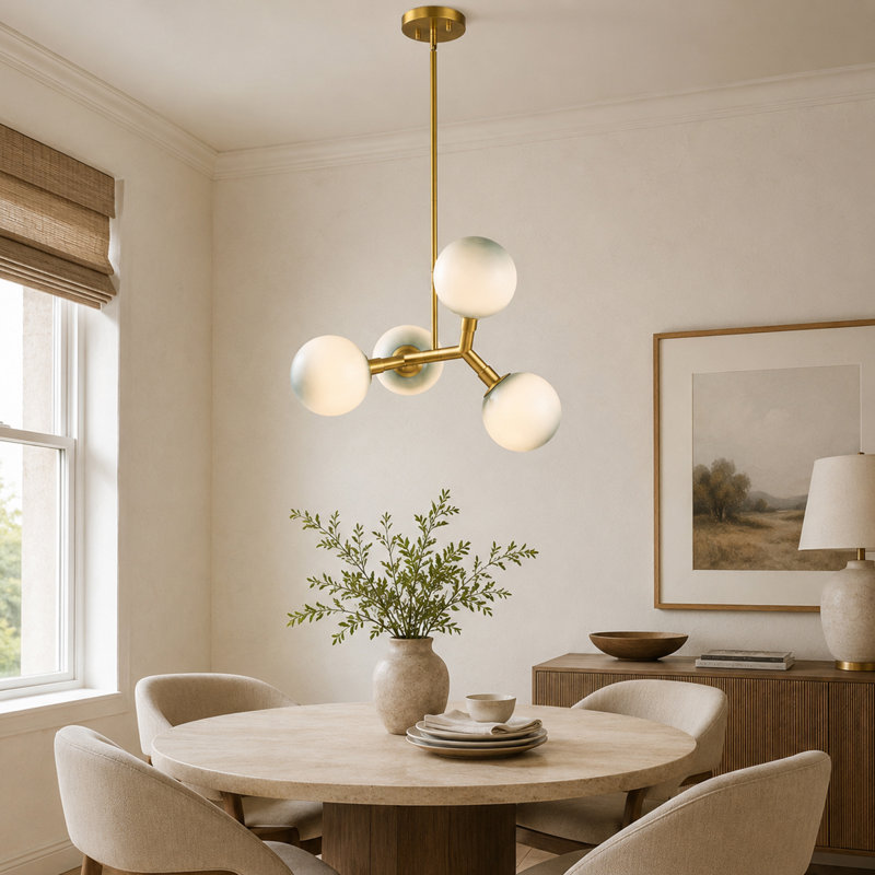 Lustre suspendu 4 lumières en verre dégradé bleu moderne