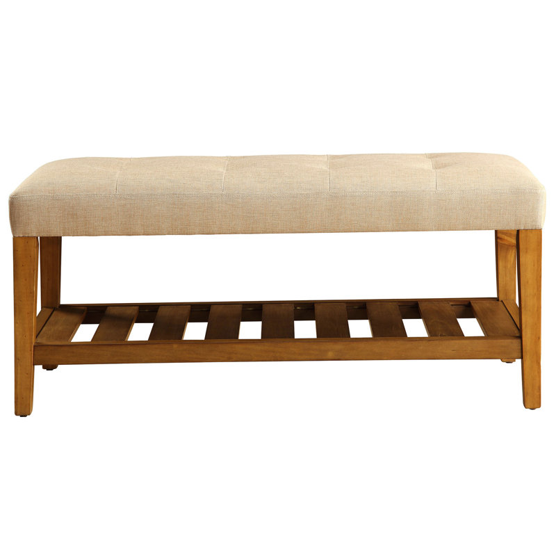 Banc allongé beige avec tablette de rangement - Siège rembourré de style contemporain et ouvert
