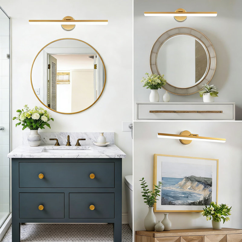 Luminaire de meuble-lavabo moderne doré avec bras rotatifs à DEL, lumière blanche de 6 000 K, applique murale de 24 pouces pour un éclairage de miroir de salle de bain contemporain