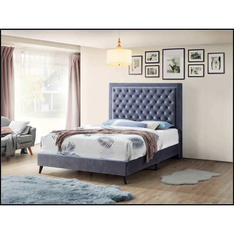 Bed, Gray, Queen