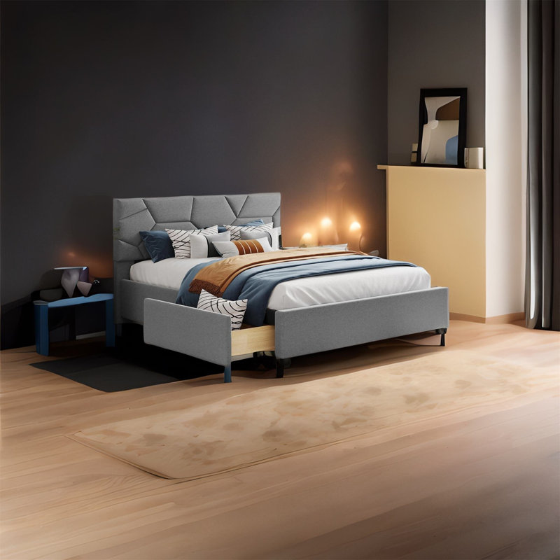 Lit avec rangement Crestline, gris, Grand