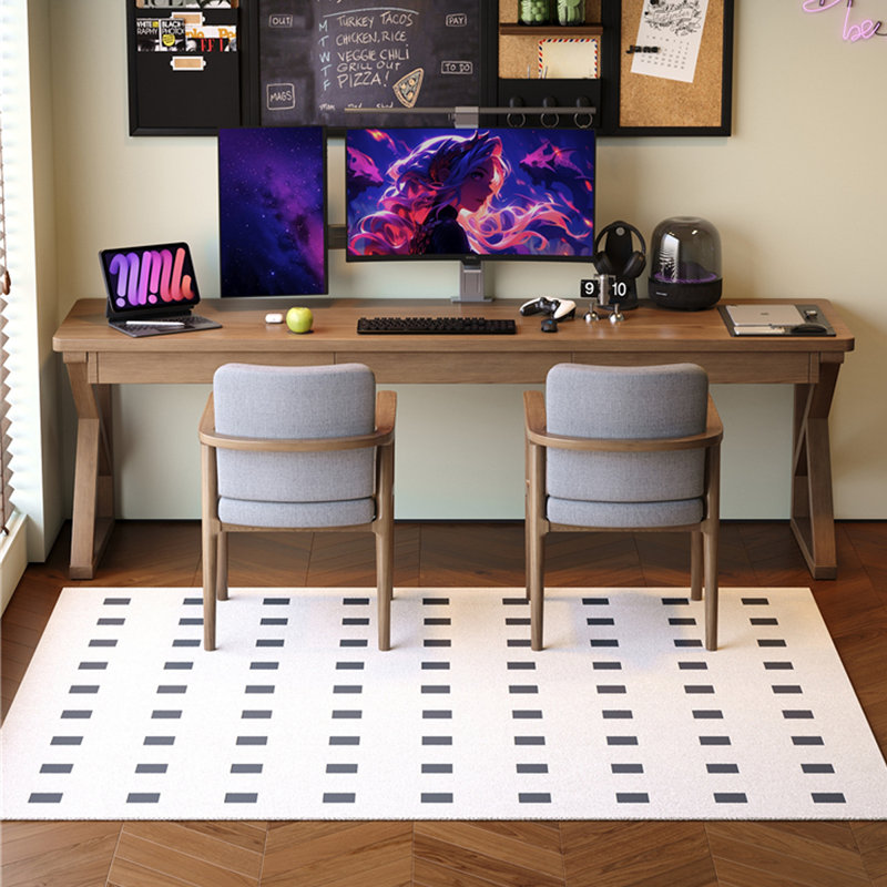 Bureau d'écriture rectangulaire à 3 tiroirs en bois massif brun noisette, H 29,53 po x l 70,87 po x P 23,62 po