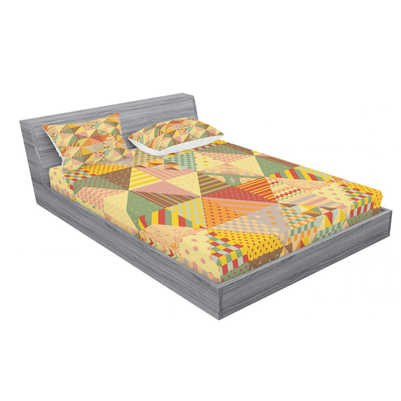Microfiber Checkered Sheet Set, Queen Sheet Set with Fitted Sheet