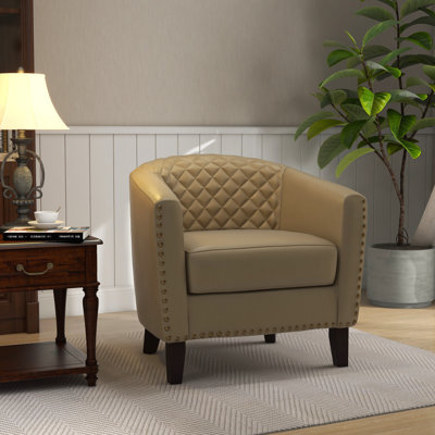 Faux Leather Barrel Chair