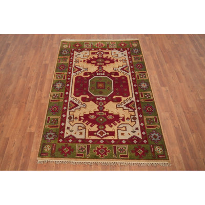 Geometric Kazak Oriental Rug 4x6