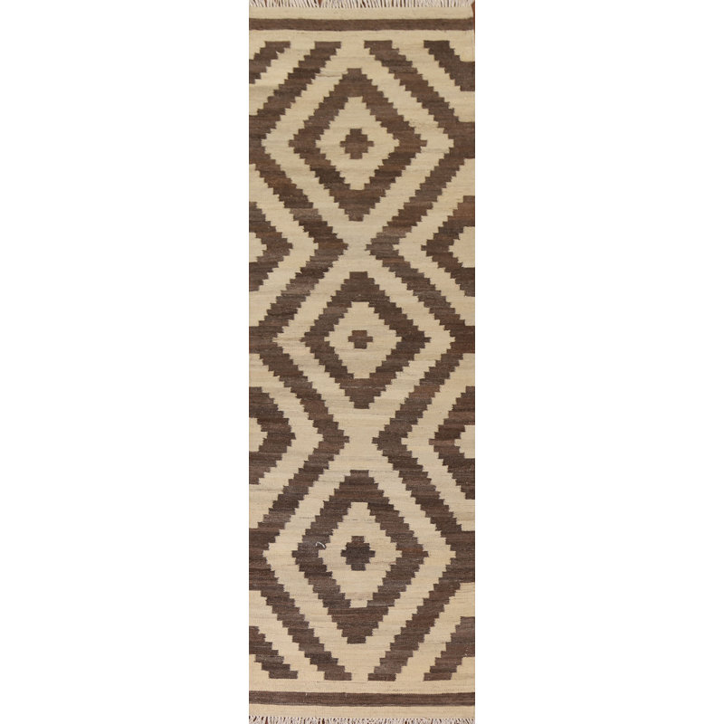Tapis de couloir oriental réversible en laine Kilim 3 x 10