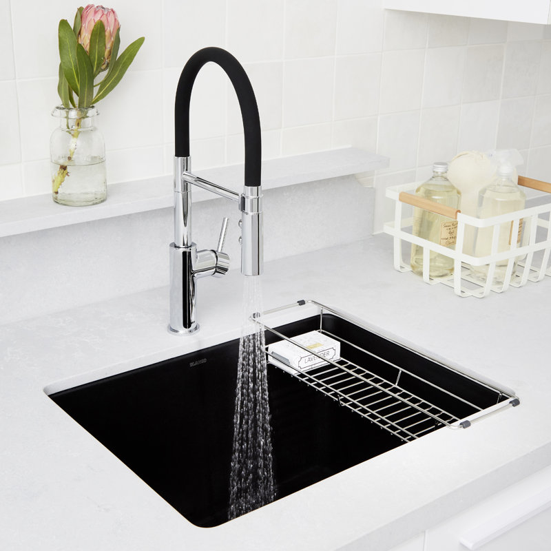 Liven SILGRANIT 25" L x 22" W Drop-In/Undermount Laundry Sink, Coal Black