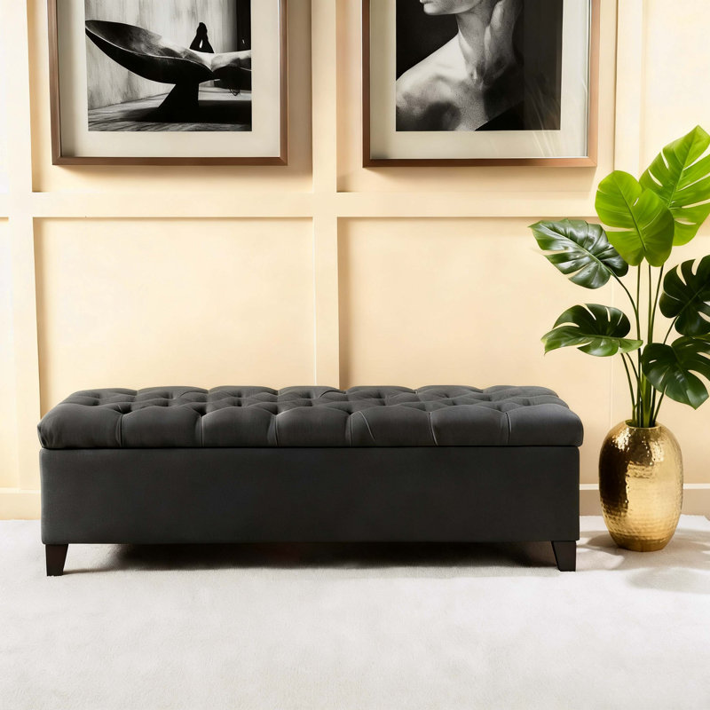 OTTOMAN DE RANGEMENT GLOUSTER, Gris foncé