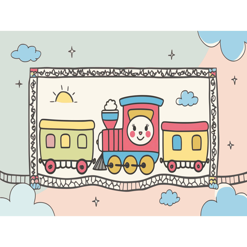 Zoomie Kids Cars Plane Train Kids Rug, Rectangle 4pi x 6 pi