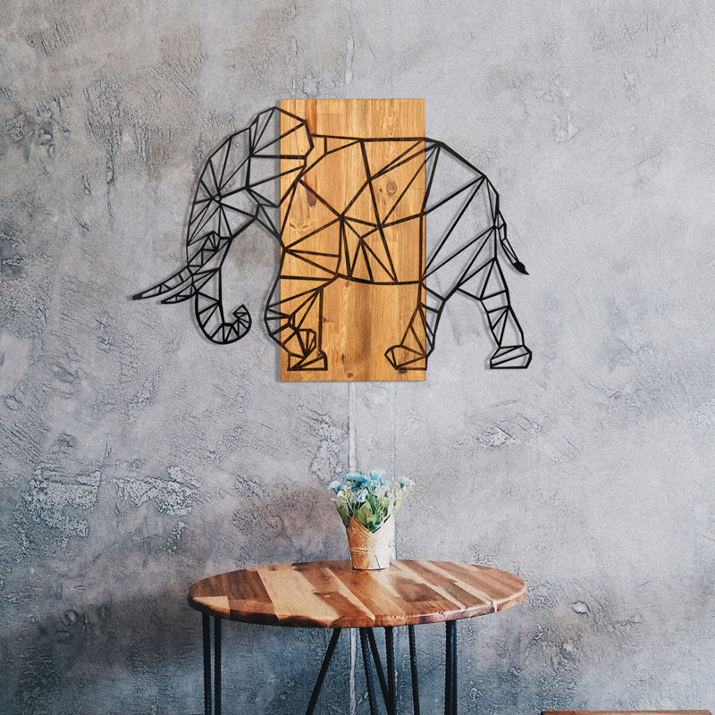 Élégant accessoire mural décoratif en bois, finition noire et noyer, 32,3 po x 22,8 po | Structure robuste en 100% métal (0,05 po d'épaisseur) et 100% en bois (1,2 po d'épaisseur) | Parfait pour la décoration intérieure et les espaces modernes