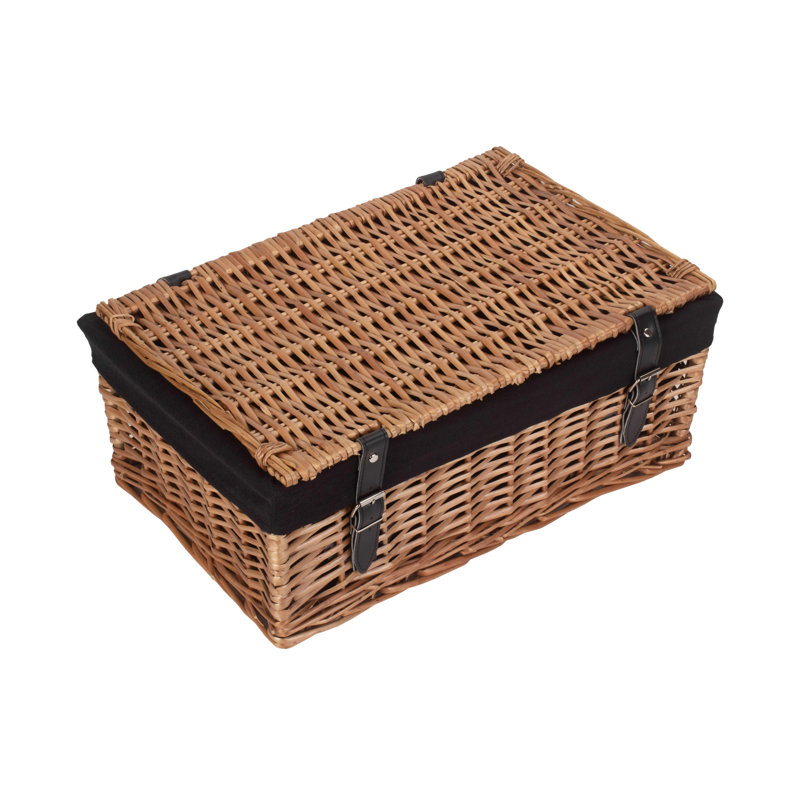Wicker Packaging Hamper Basket with Lining, Black