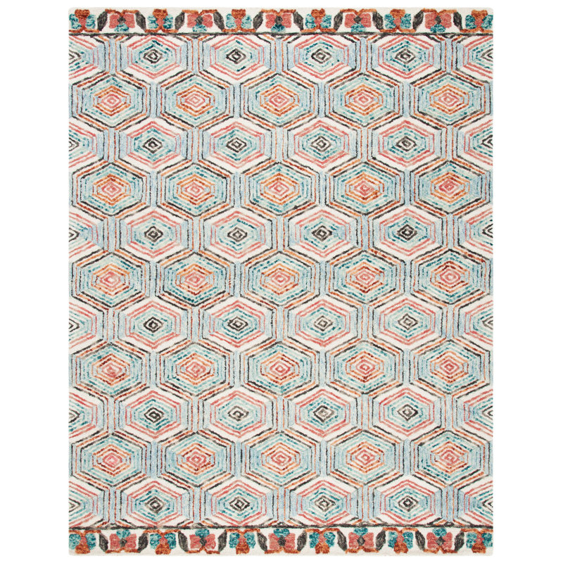 Brashear Hand Tufted Wool And Cotton Geometric Rug, Rectangle 8' x 10'