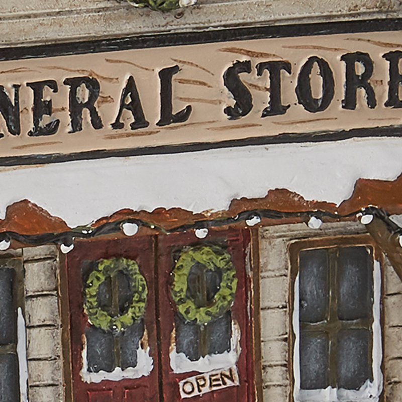 Snow-Covered General Store Resin Stocking Hanger
