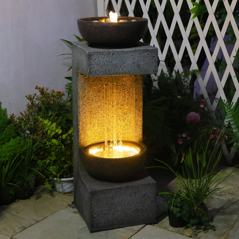 Isaura Hand Crafted Weather Resistant Floor Fountain with Light