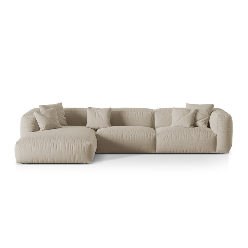 Carce 3 Seater Corner Sofa , Left-Hand Facing, Structured Fabric- Light Beige