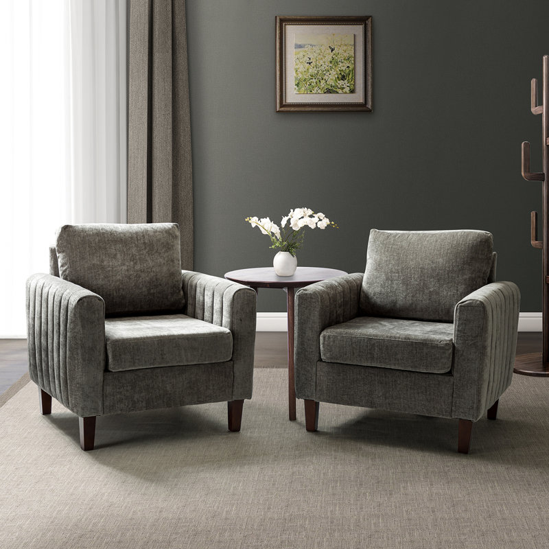 Fauteuil club l 32,5 po Ardarius, Polyester gris
