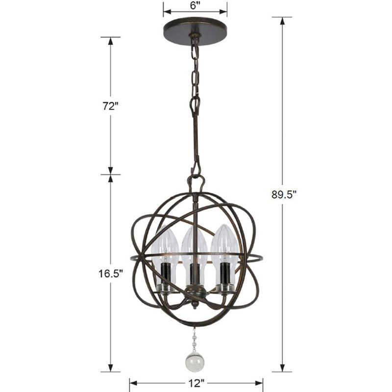 Lustre d'extérieur en bronze à 3 lumières H 16,5 po Ozment