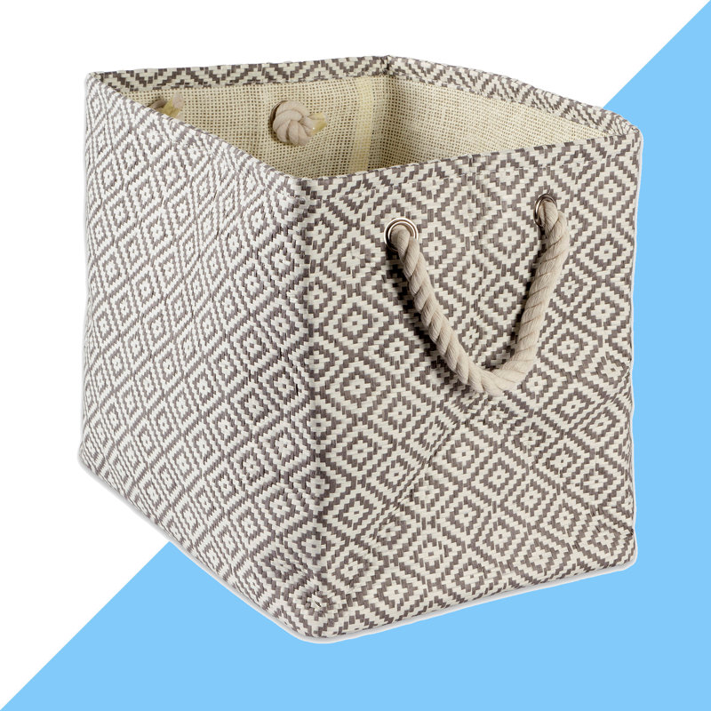 Ebern Designs Angeleta Fabric Decorative Bin, 12" H x 12" W x 17" D, Aqua