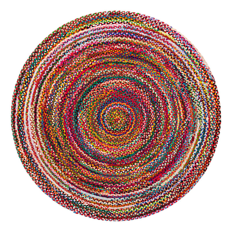 Marcantel Performance Cotton Abstract Indoor Rug, Round 7'1"