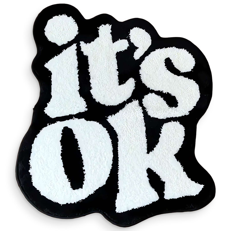 It's Ok! Black & White Novelty Accent Rug