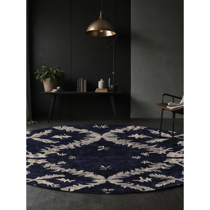 Machine Washable Gray Area Rug, Round 7'