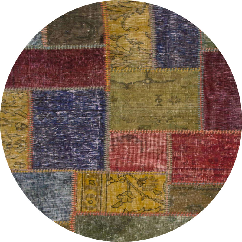 Tapis décoratif multicolore à motif abstrait, Rond 4 pi