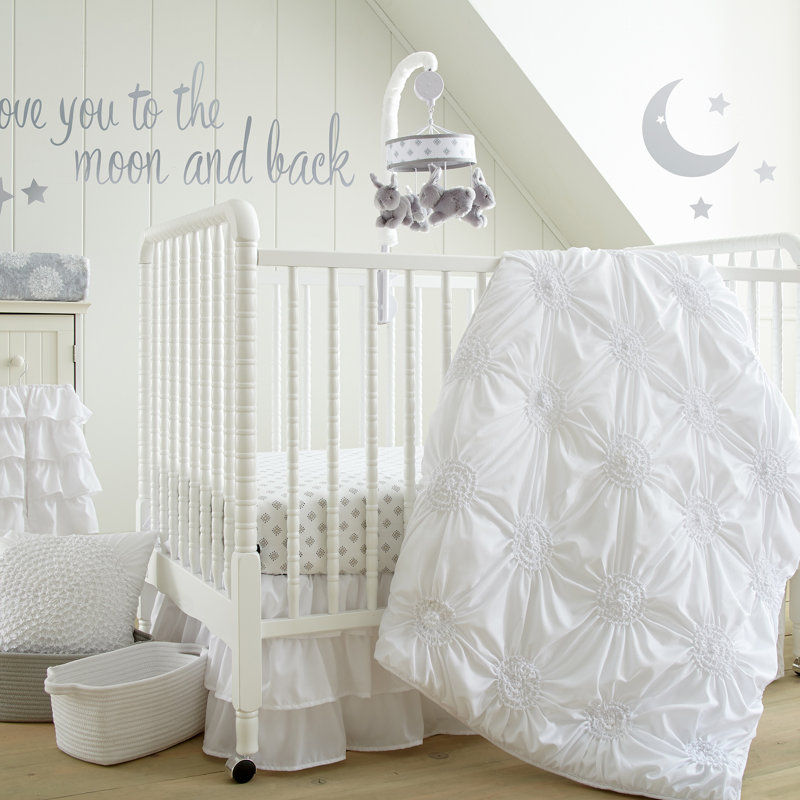 Ensemble de literie pour lit de bébé 5 pièces Willow, Blanc
