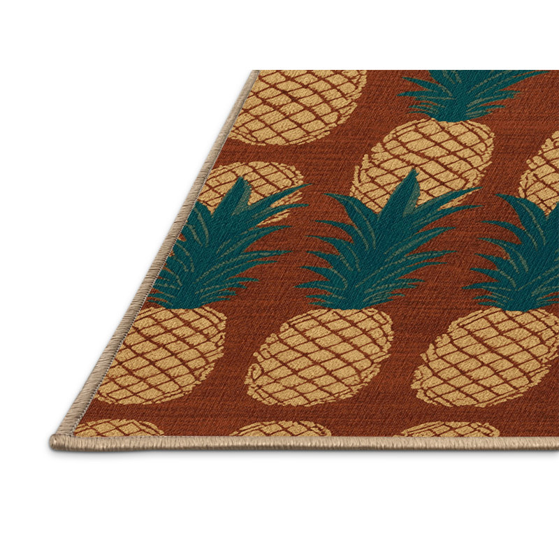  Tapis lavable avec ananas et fruits, Tapis de couloir 2 pi x 4 pi